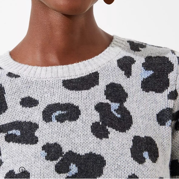 NWOT LOFT Leopard Jacquard Sweater - Picture 1 of 4